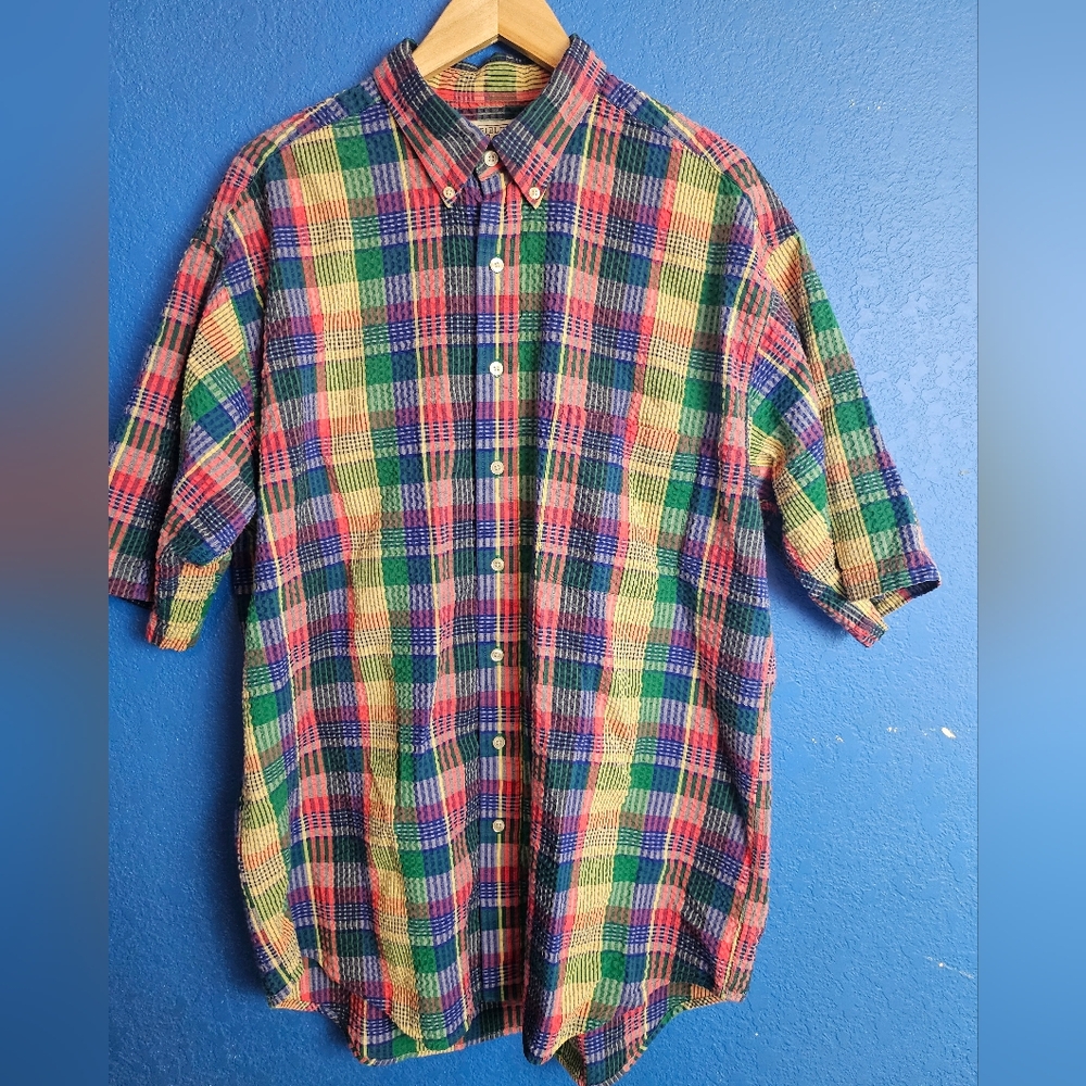 FG Field Gear Tall Mens XLT Short Sleeve Button Up Shirt  48" Chest Multicolored